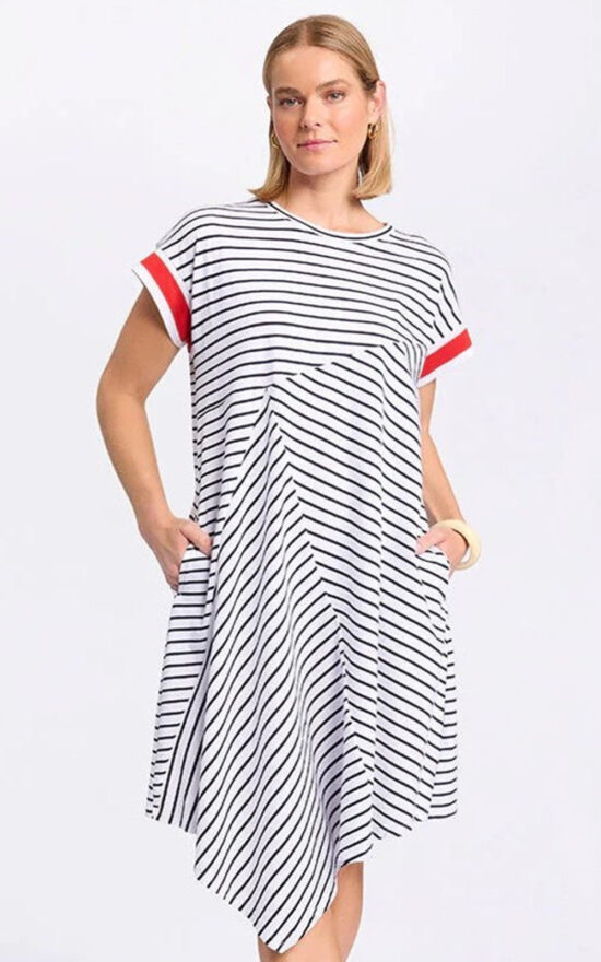 Spliced Stripe Dress product photo.