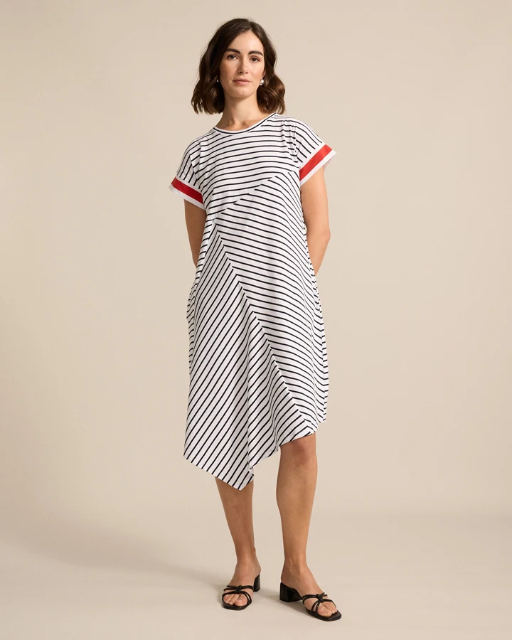 Spliced Stripe Dress product photo.