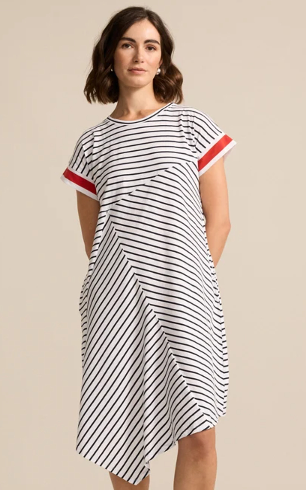 Spliced Stripe Dress product photo.