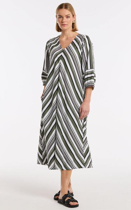 Spliced Stripe Dress product photo.