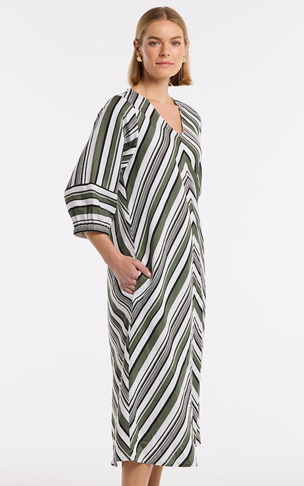 Spliced Stripe Dress product photo.