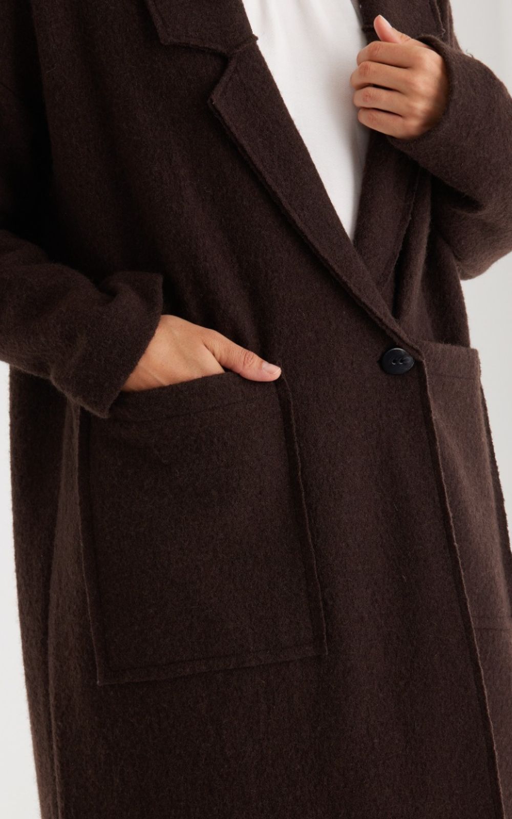 L/S Boiled Wool Coat product photo.