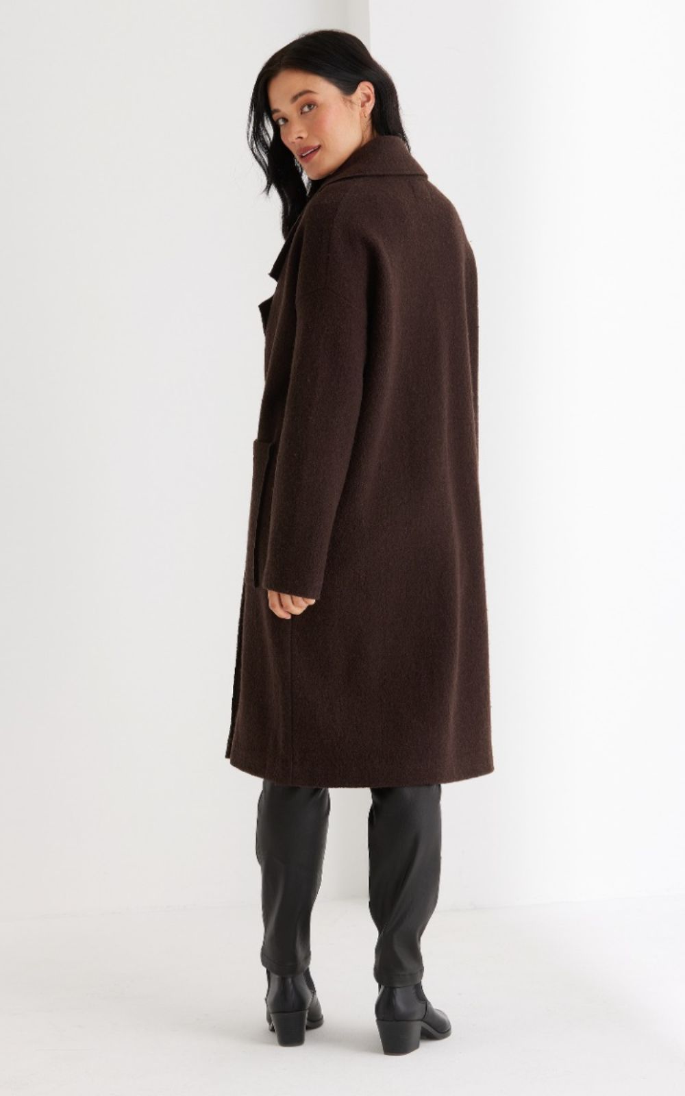 L/S Boiled Wool Coat product photo.