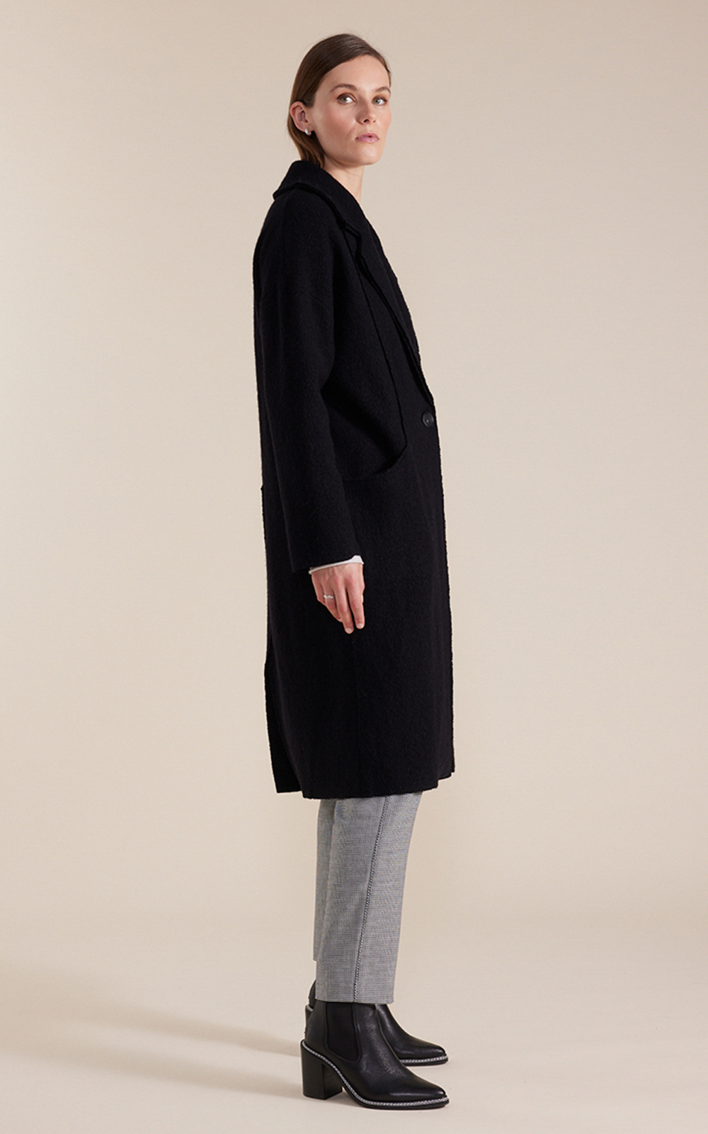 L/S Boiled Wool Coat product photo.