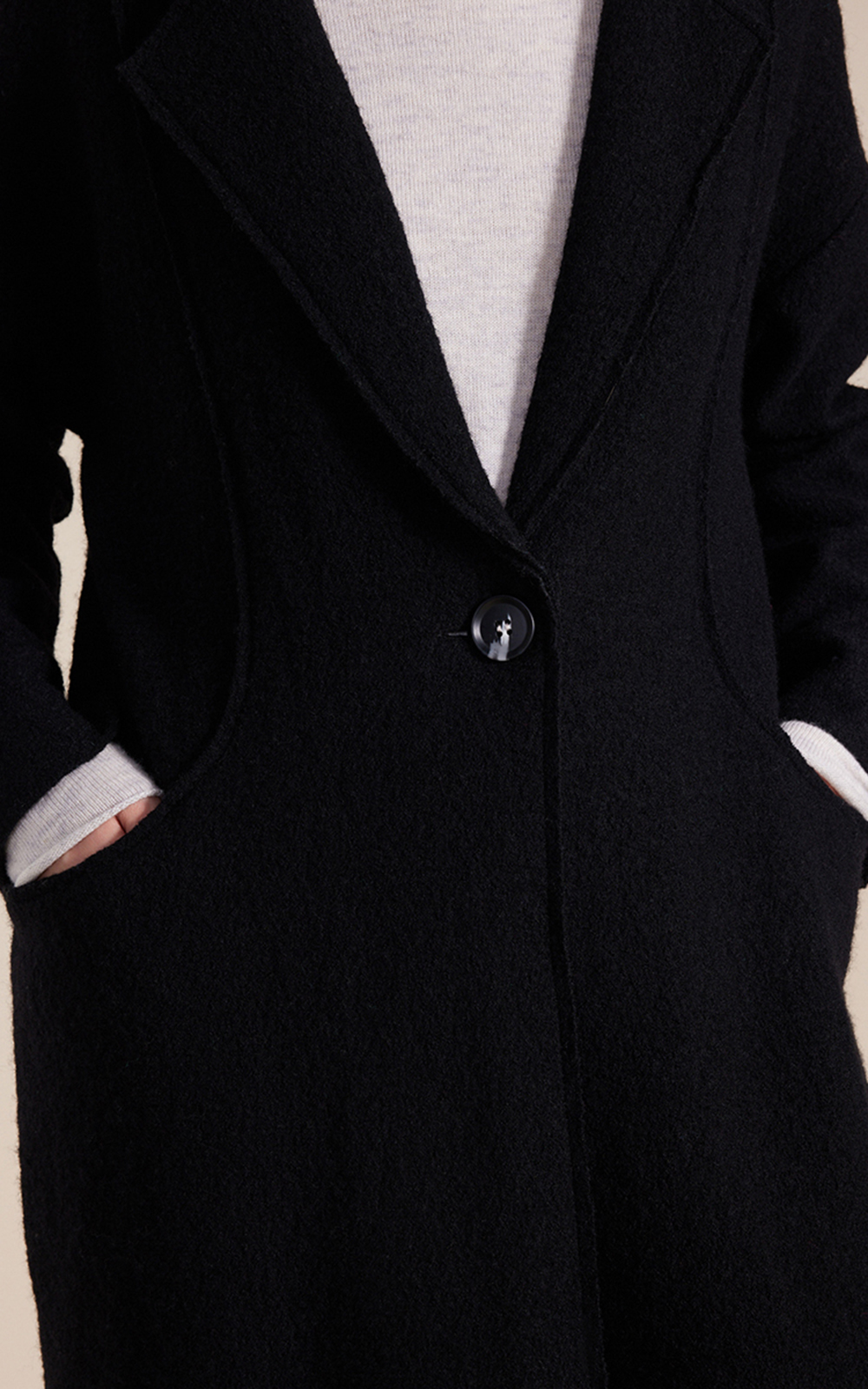 L/S Boiled Wool Coat product photo.