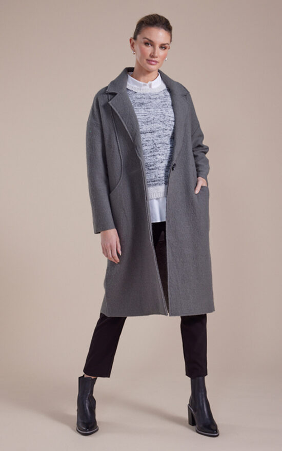 L/S Boiled Wool Coat product photo.