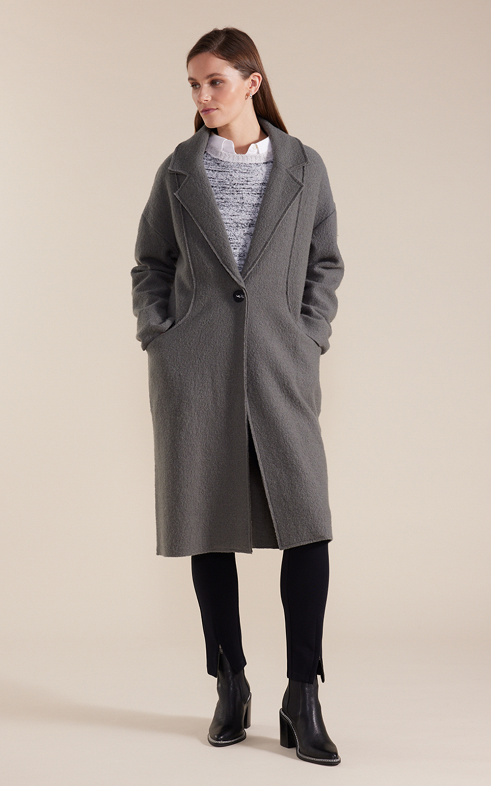 L/S Boiled Wool Coat product photo.