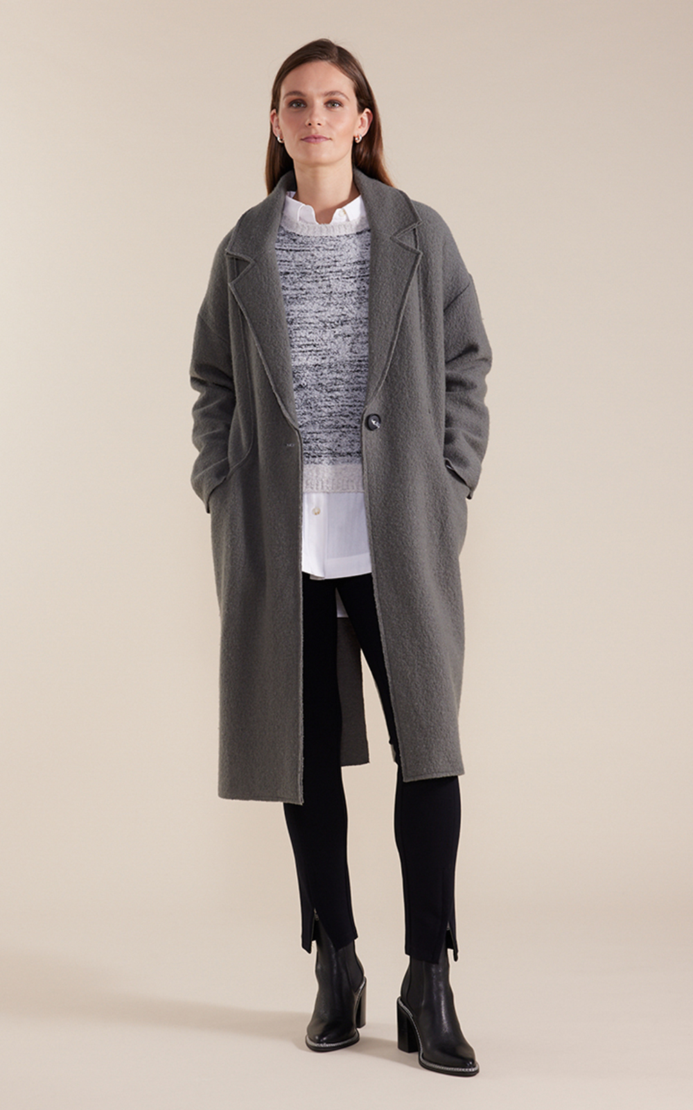 L/S Boiled Wool Coat product photo.