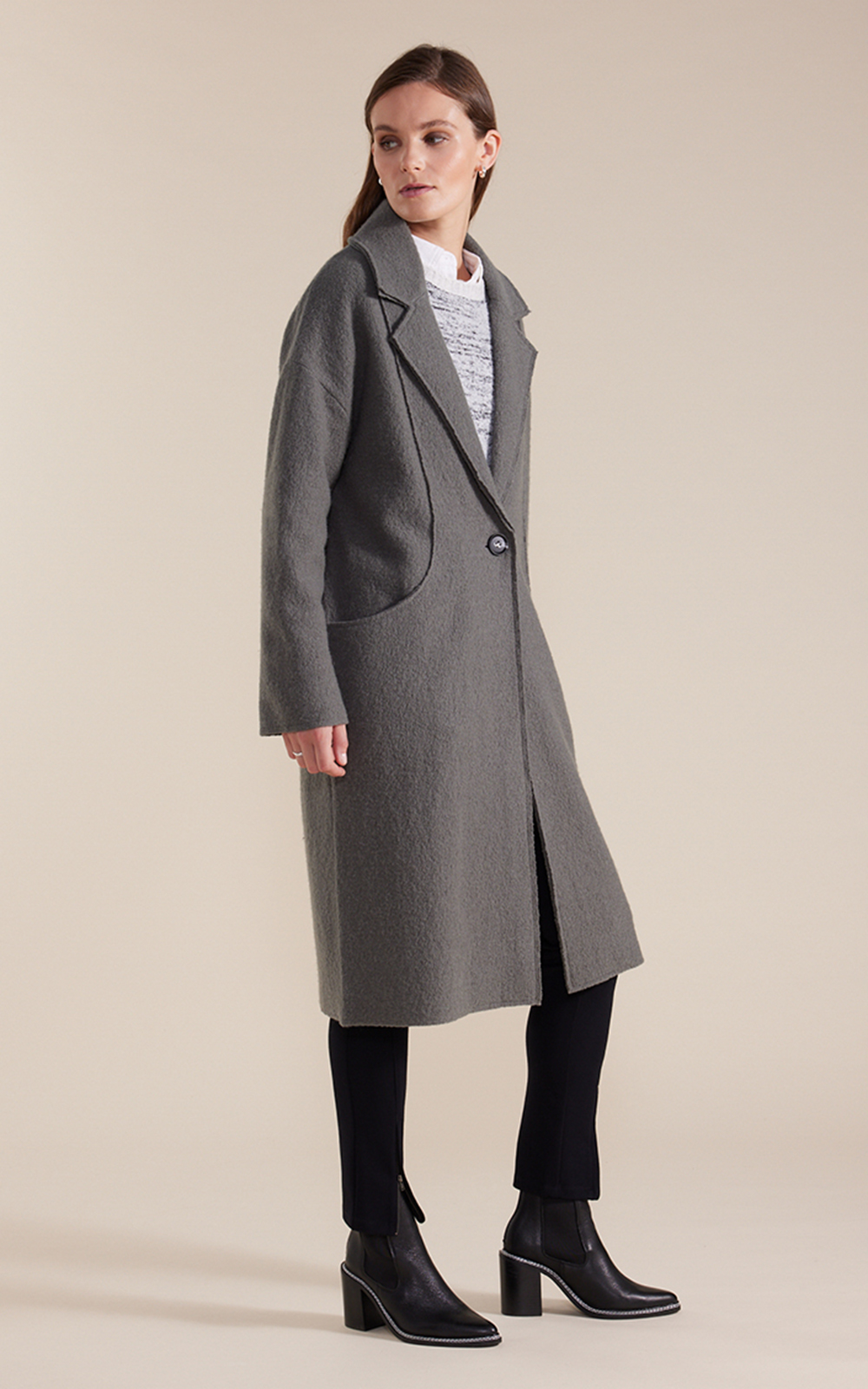 L/S Boiled Wool Coat product photo.