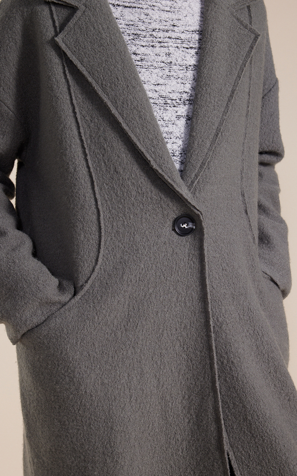 L/S Boiled Wool Coat product photo.