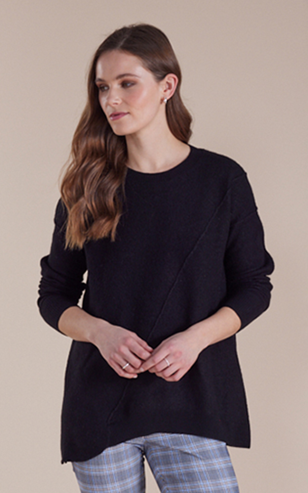 Longline Boiled Wool Sweater product photo.