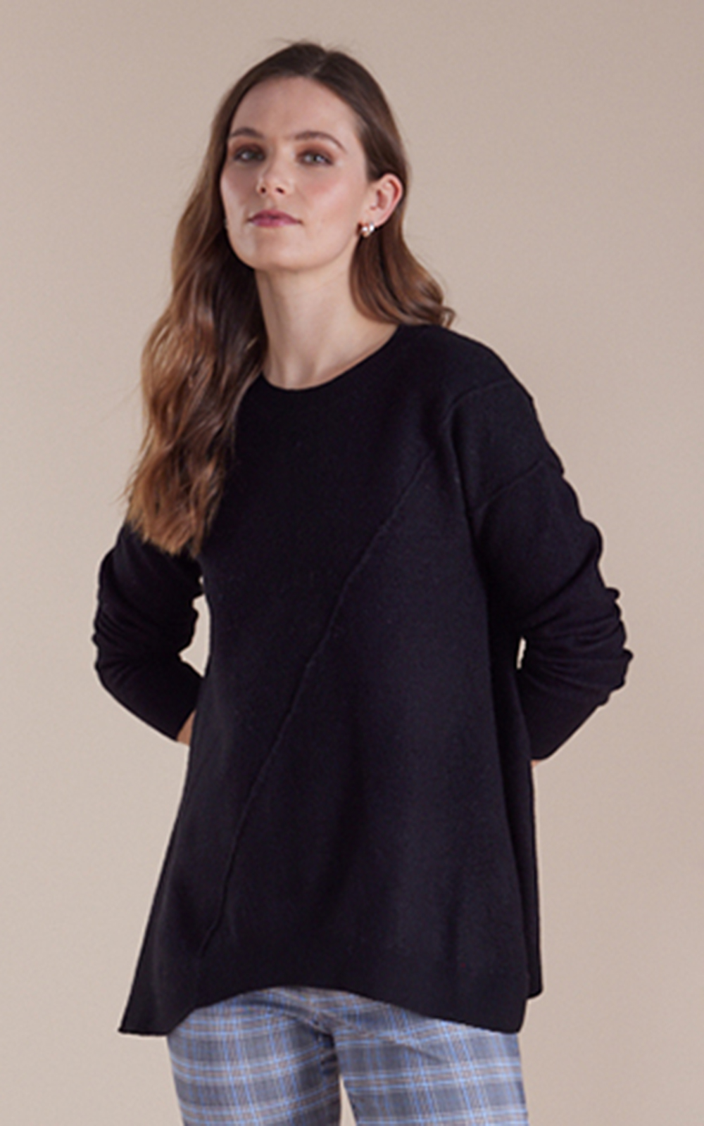 Longline Boiled Wool Sweater product photo.