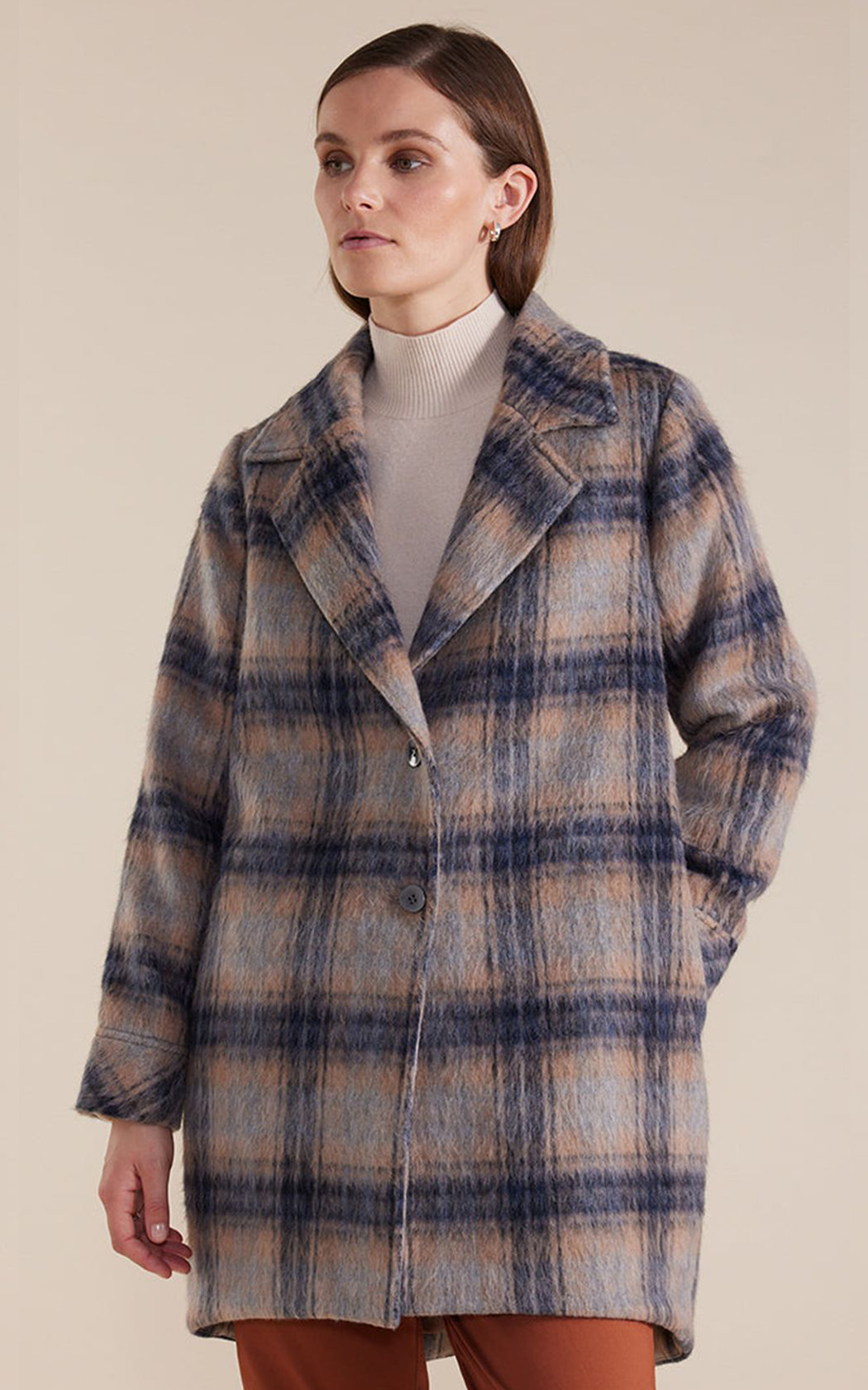 L/S Brushed Check Coat product photo.