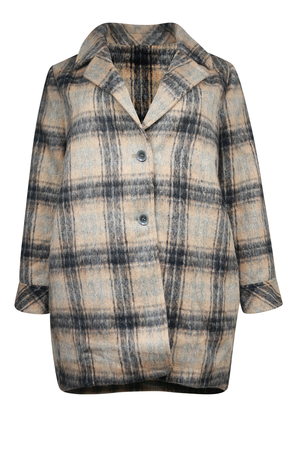 L/S Brushed Check Coat product photo.