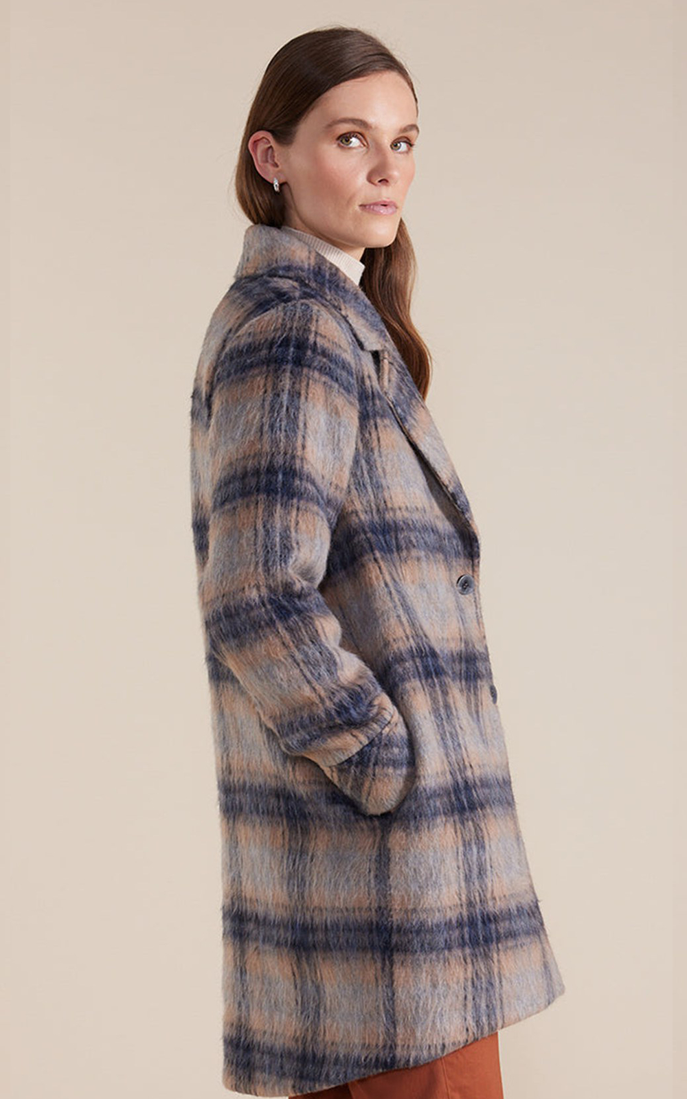 L/S Brushed Check Coat product photo.