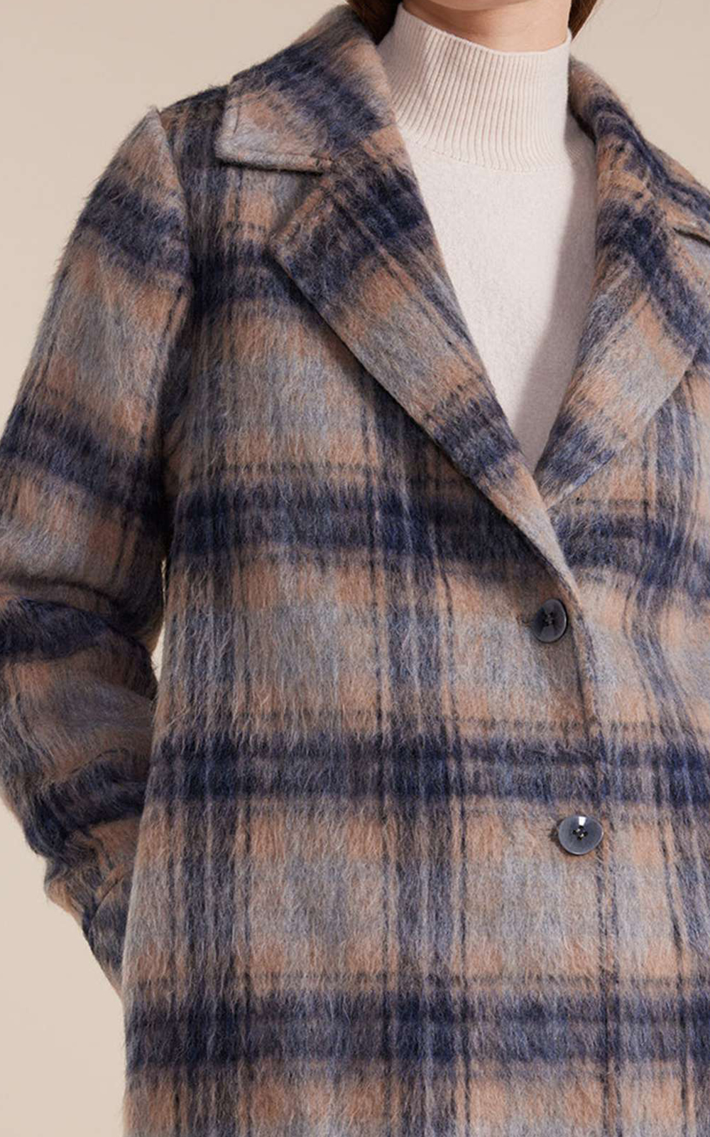 L/S Brushed Check Coat product photo.