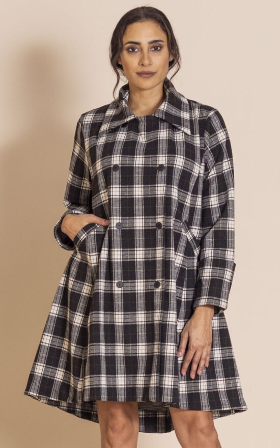 Tartan Long Swing Coat product photo.