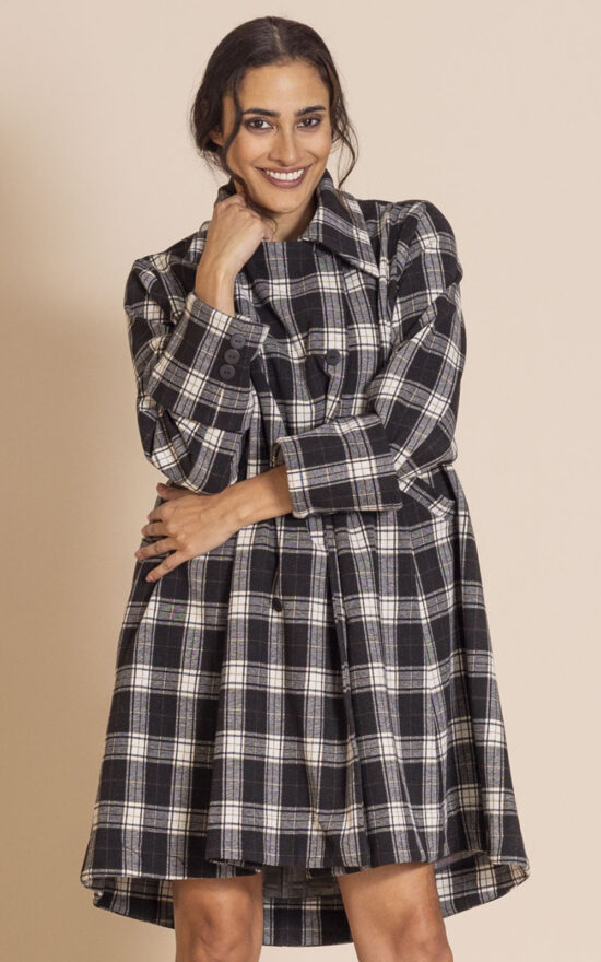 Tartan Long Swing Coat product photo.