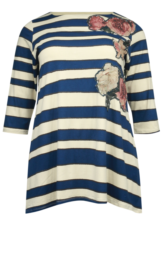 Stripes Swing Tee W Roses product photo.