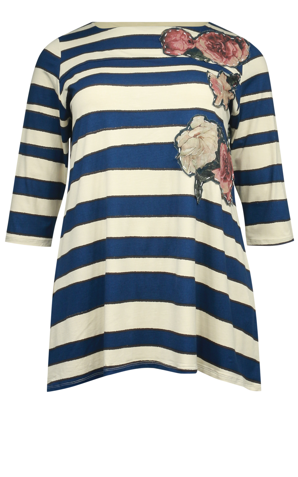 Stripes Swing Tee W Roses product photo.