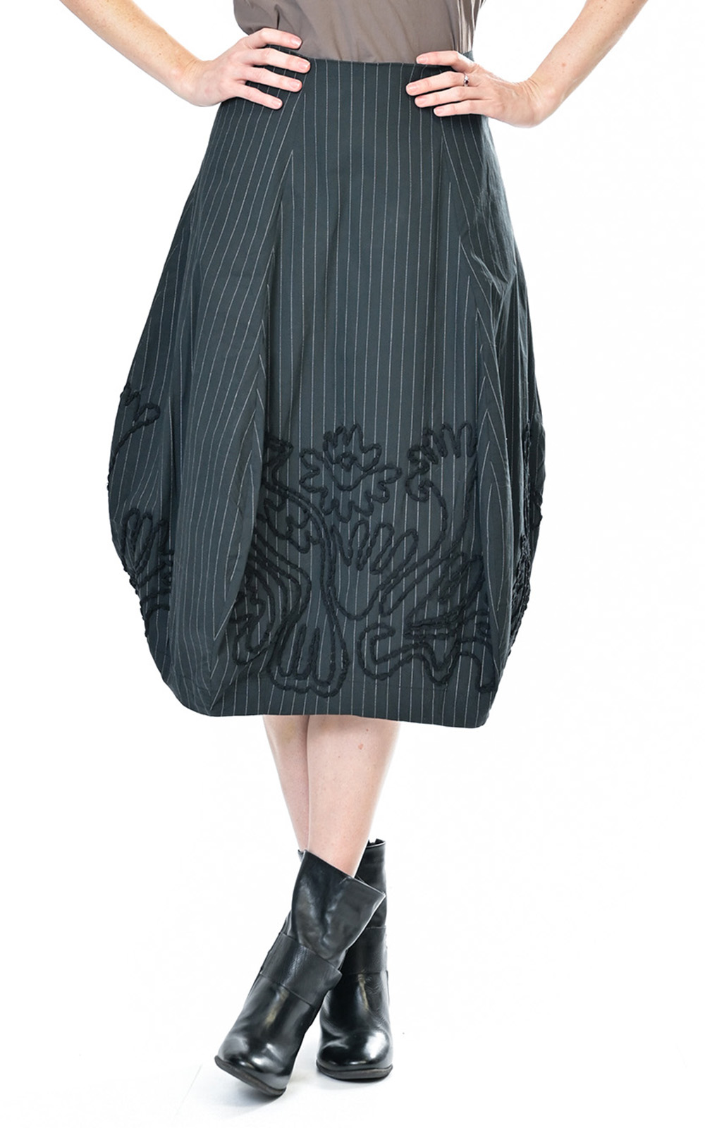 Pinstripe Tulip Skirt product photo.