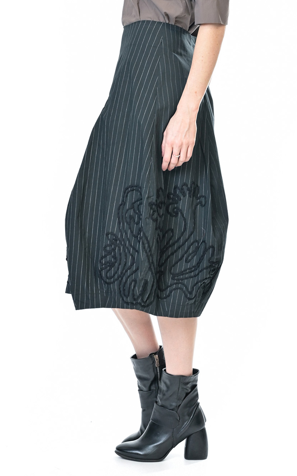 Pinstripe Tulip Skirt product photo.