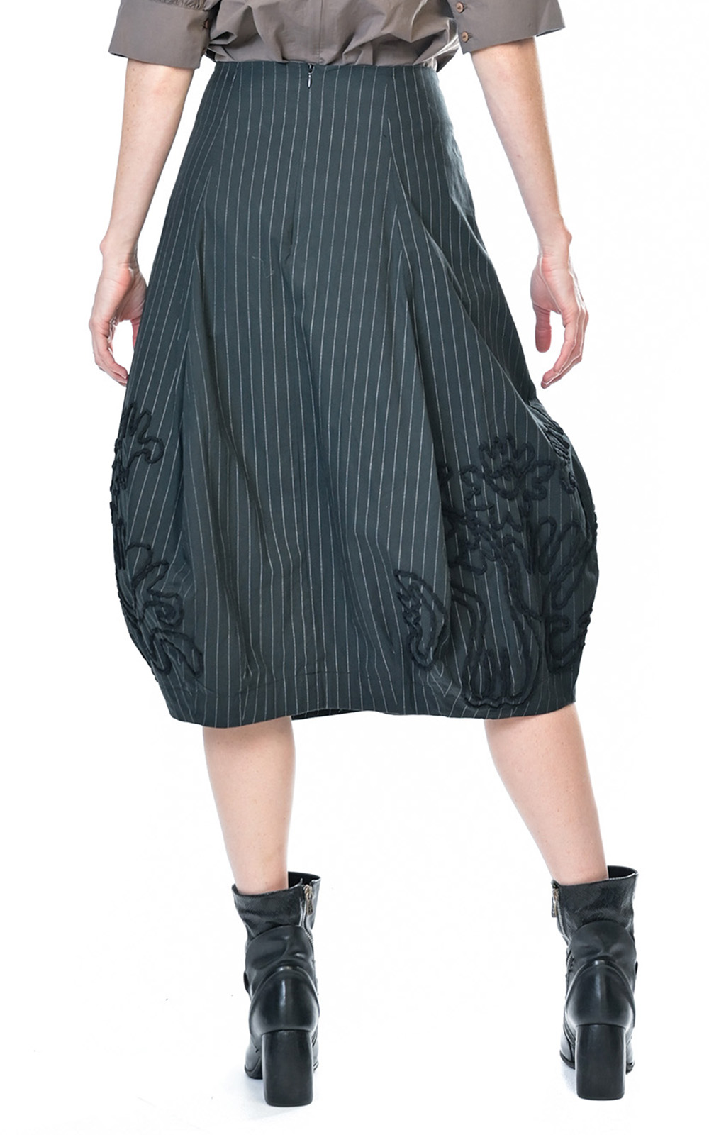 Pinstripe Tulip Skirt product photo.