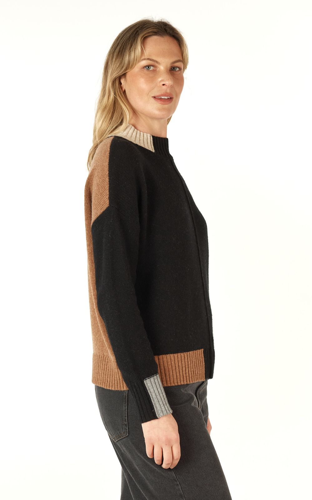 Colour Block Trim Jumper  product photo.